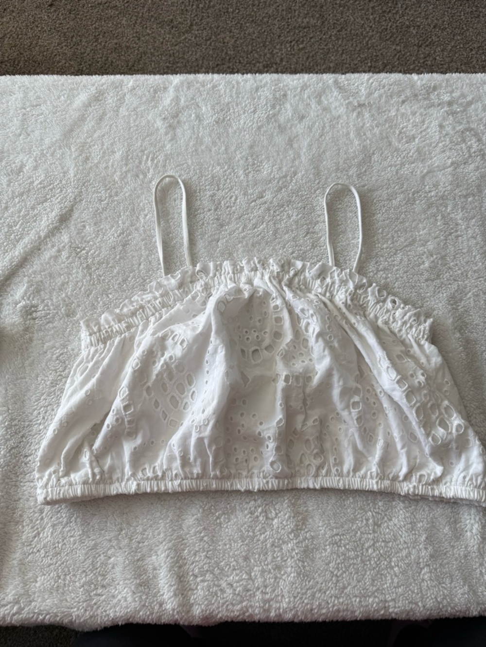 Express White Eyelet Elastic Waist Cami